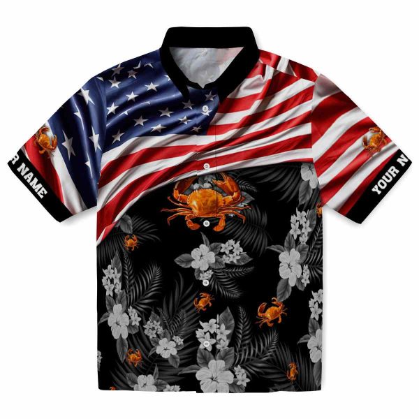 Crab US Flag Hibiscus Hawaiian Shirt Best selling