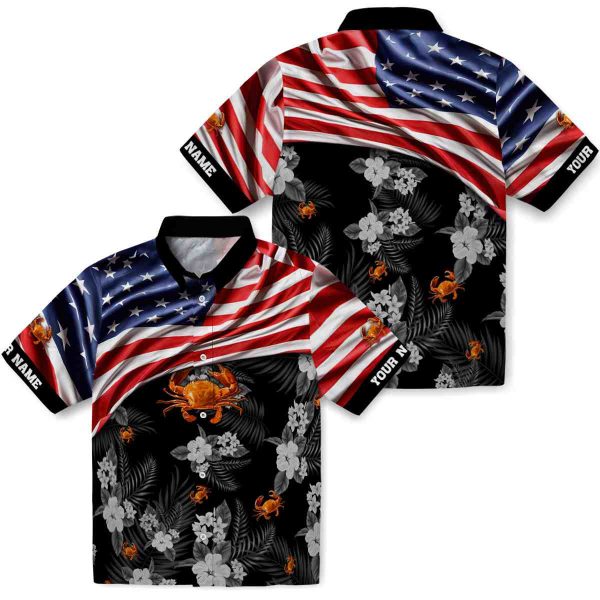 Crab US Flag Hibiscus Hawaiian Shirt Latest Model