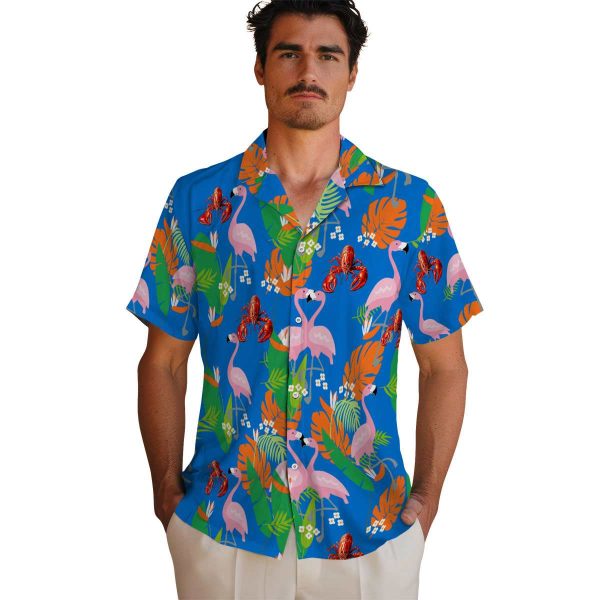 Crawfish Flamingo Foliage Hawaiian Shirt High quality