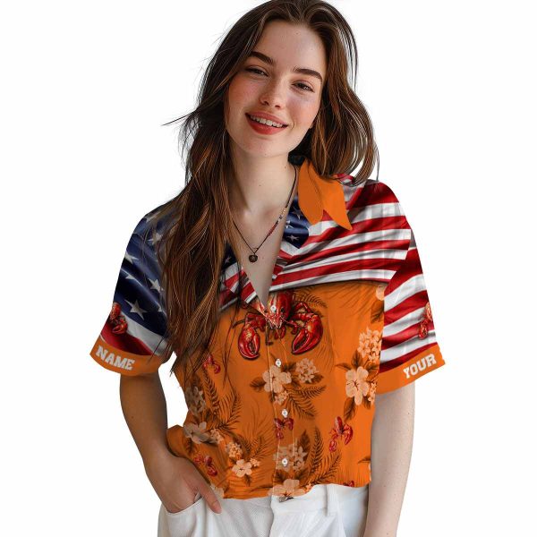 Crawfish US Flag Hibiscus Hawaiian Shirt Trendy