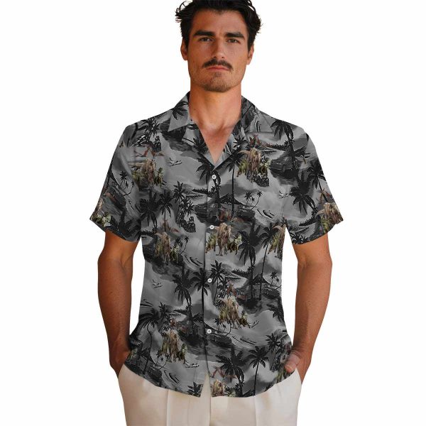 Dinosaur Coastal Palms Hawaiian Shirt High quality