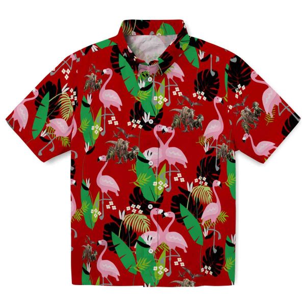 Dinosaur Flamingo Foliage Hawaiian Shirt Best selling