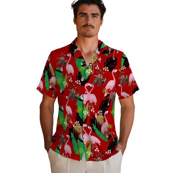 Dinosaur Flamingo Foliage Hawaiian Shirt High quality