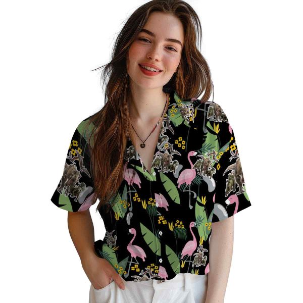 Dinosaur Flamingo Leaves Hawaiian Shirt Trendy