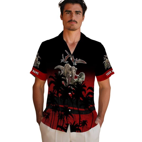 Dinosaur Sunset Pattern Hawaiian Shirt High quality