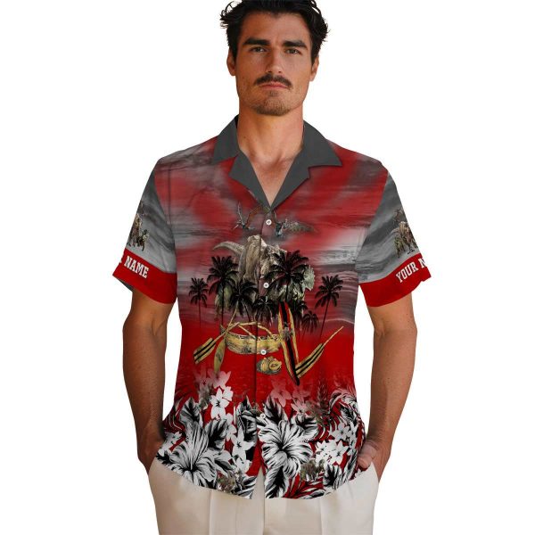 Dinosaur Tropical Canoe Hawaiian Shirt High quality