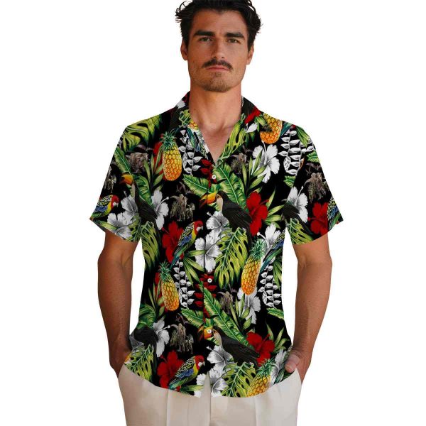 Dinosaur Tropical Toucan Hawaiian Shirt High quality