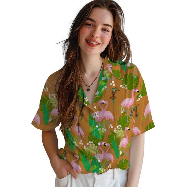 Disc Golf Flamingo Foliage Hawaiian Shirt Trendy