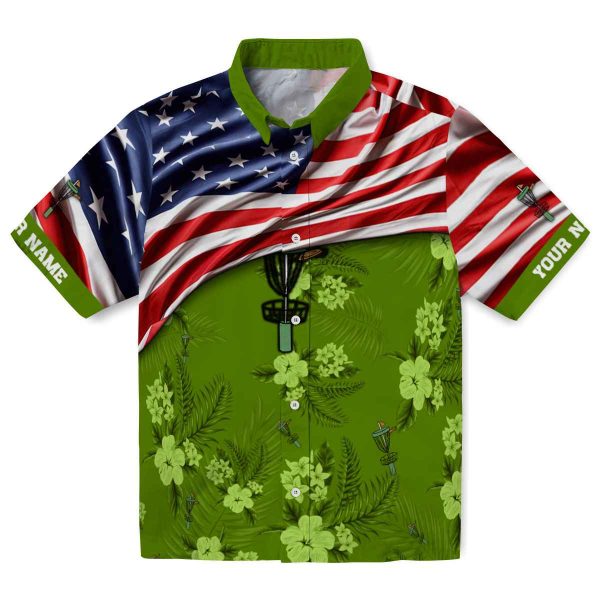 Disc Golf US Flag Hibiscus Hawaiian Shirt Best selling