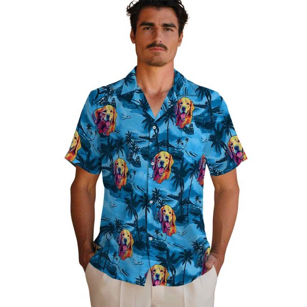 Dog Coastal Palms Hawaiian Shirt High quality