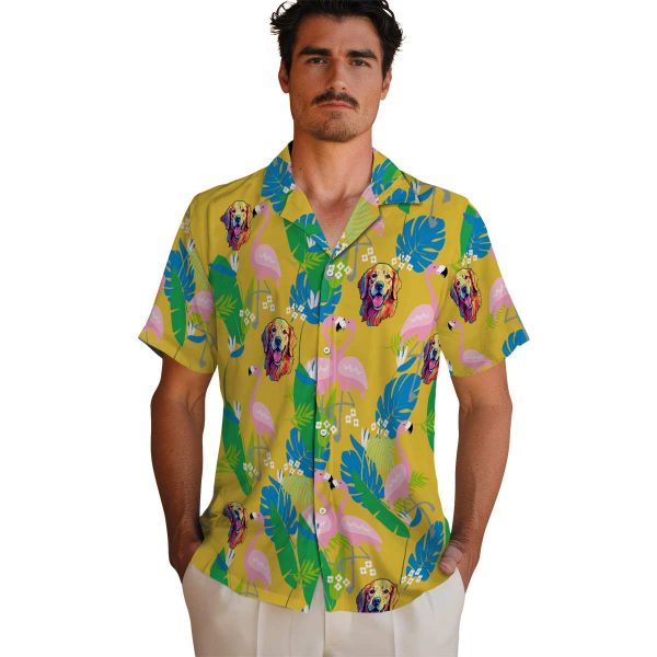 Dog Flamingo Foliage Hawaiian Shirt High quality