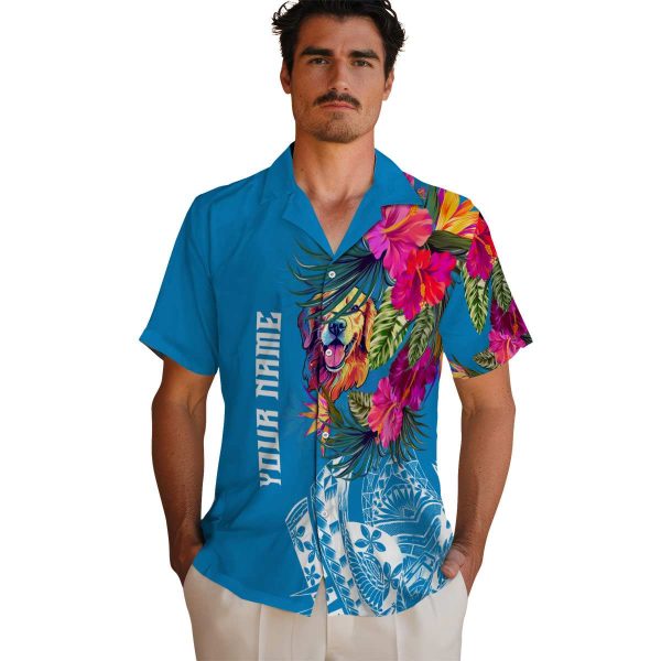 Dog Floral Polynesian Hawaiian Shirt High quality