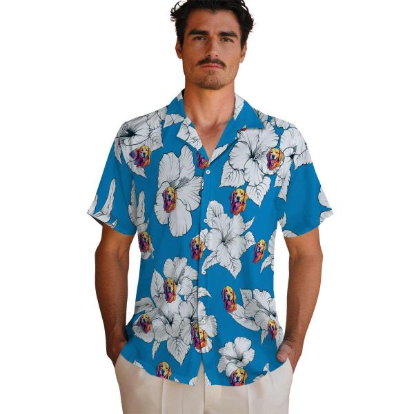 Dog Hibiscus Blooms Hawaiian Shirt High quality