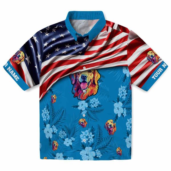 Dog US Flag Hibiscus Hawaiian Shirt Best selling