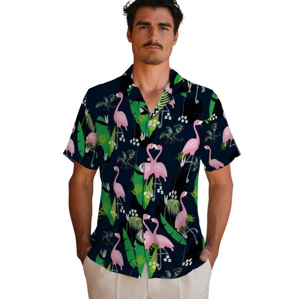 Dragon Flamingo Foliage Hawaiian Shirt High quality