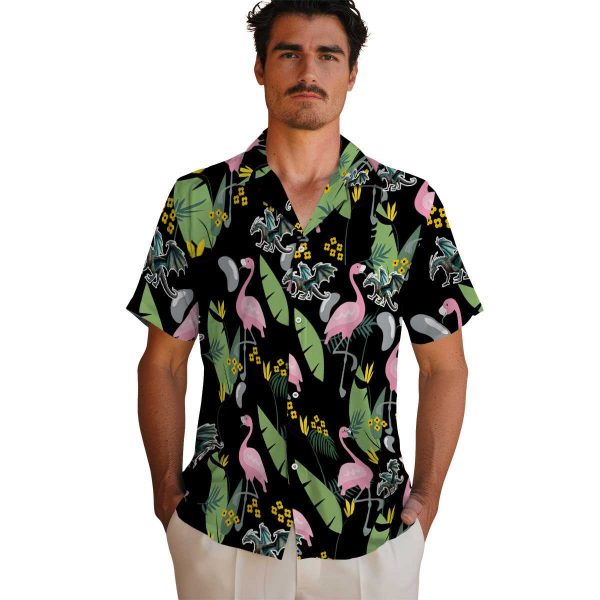 Dragon Flamingo Leaves Hawaiian Shirt High quality