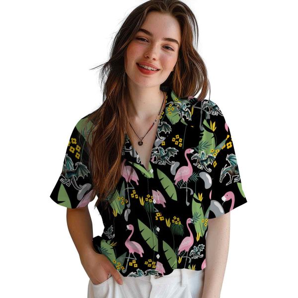 Dragon Flamingo Leaves Hawaiian Shirt Trendy