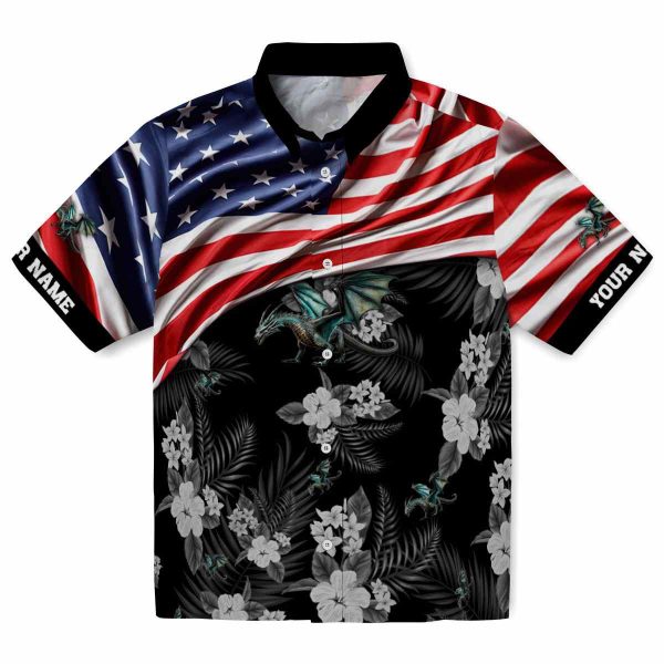 Dragon US Flag Hibiscus Hawaiian Shirt Best selling