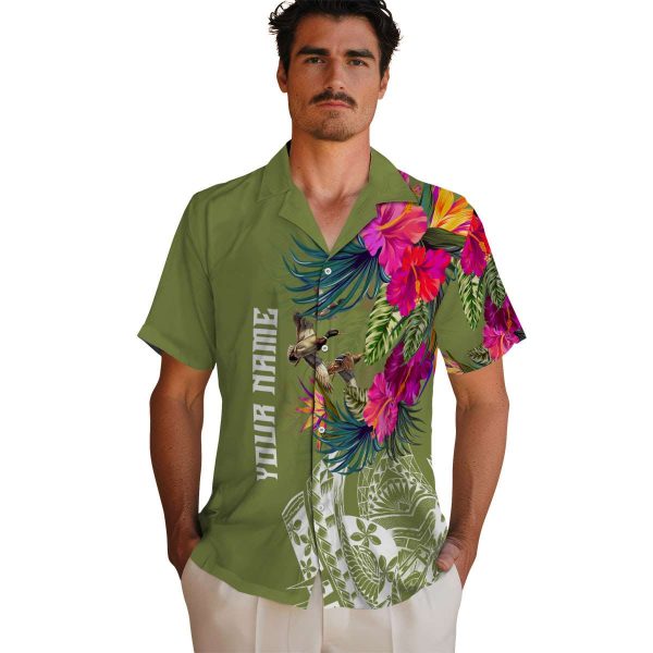 Duck Floral Polynesian Hawaiian Shirt High quality