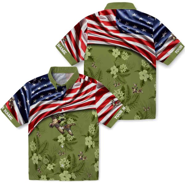 Duck US Flag Hibiscus Hawaiian Shirt Latest Model