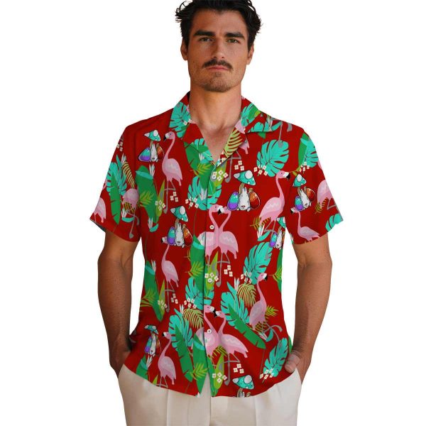 Easter Flamingo Foliage Hawaiian Shirt High quality