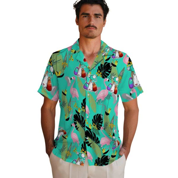 Easter Flamingo Leaves Hawaiian Shirt High quality