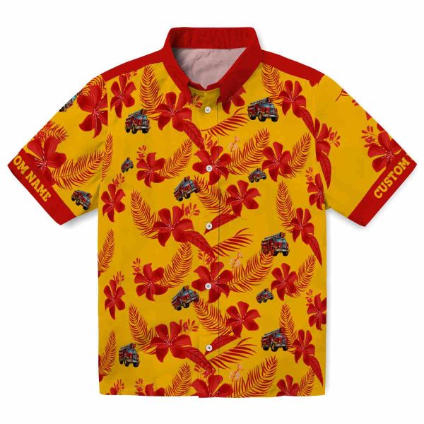 Fire Truck Botanical Print Hawaiian Shirt Best selling