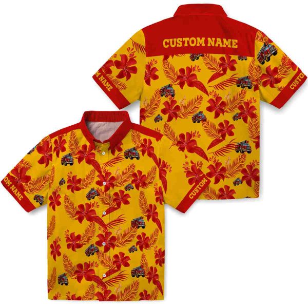 Fire Truck Botanical Print Hawaiian Shirt Latest Model