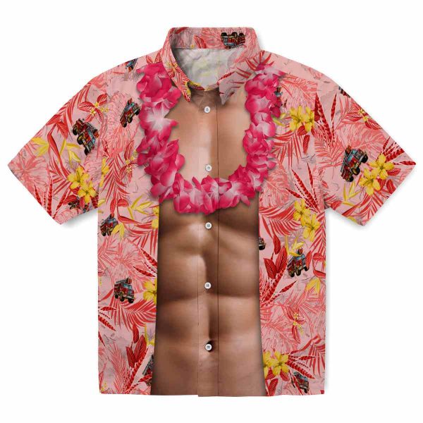 Fire Truck Chest Illusion Hawaiian Shirt Best selling