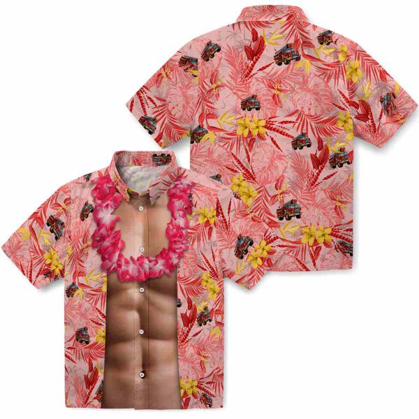 Fire Truck Chest Illusion Hawaiian Shirt Latest Model