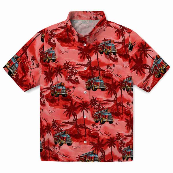 Fire Truck Coastal Palms Hawaiian Shirt Best selling