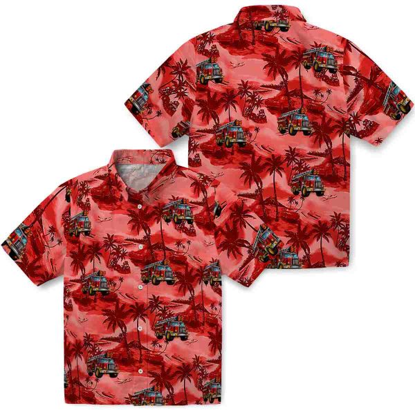 Fire Truck Coastal Palms Hawaiian Shirt Latest Model