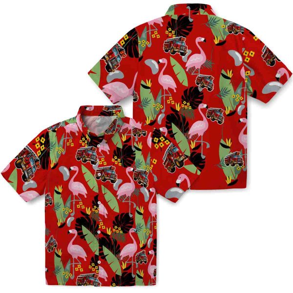 Fire Truck Flamingo Leaves Hawaiian Shirt Latest Model