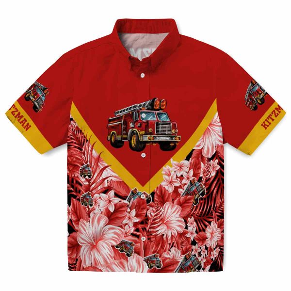 Fire Truck Floral Chevron Hawaiian Shirt Best selling