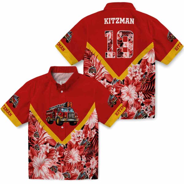 Fire Truck Floral Chevron Hawaiian Shirt Latest Model