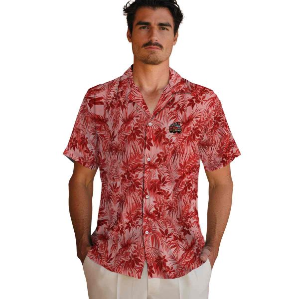 Fire Truck Leafy Pattern Hawaiian Shirt High quality