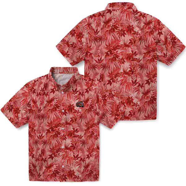 Fire Truck Leafy Pattern Hawaiian Shirt Latest Model