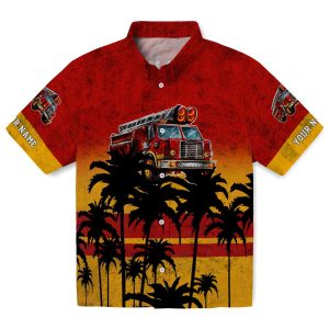 Fire Truck Sunset Pattern Hawaiian Shirt Best selling