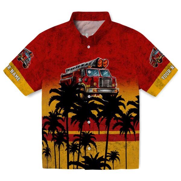 Fire Truck Sunset Pattern Hawaiian Shirt Best selling