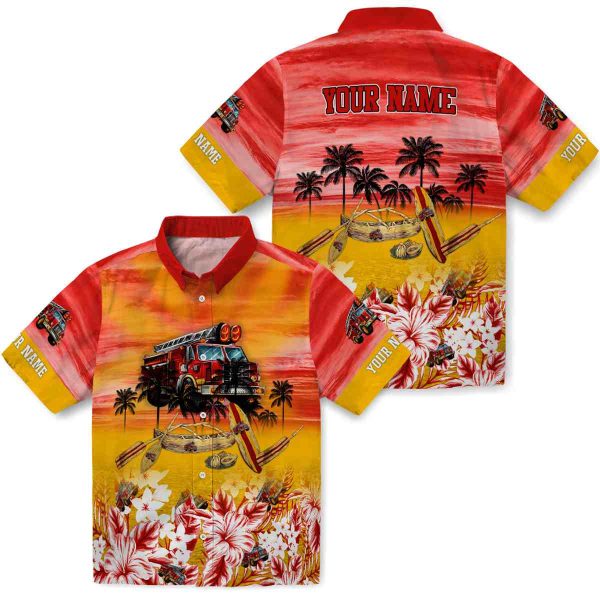 Fire Truck Tropical Canoe Hawaiian Shirt Latest Model