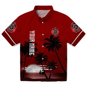 Firefighter Beach Sunset Hawaiian Shirt Best selling