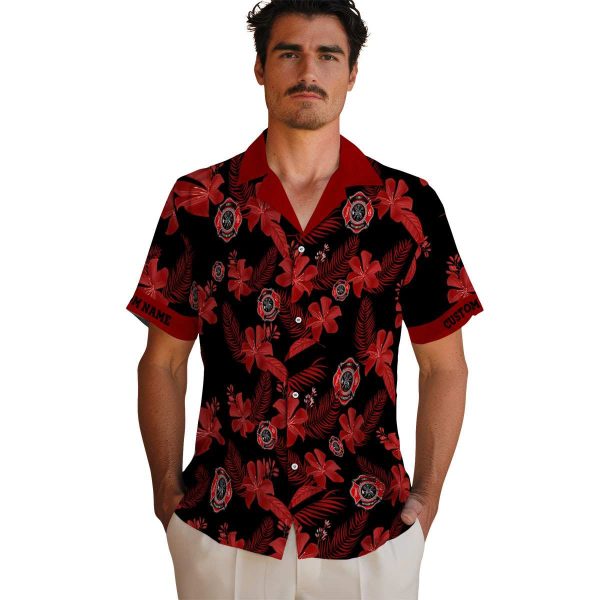 Firefighter Botanical Print Hawaiian Shirt High quality