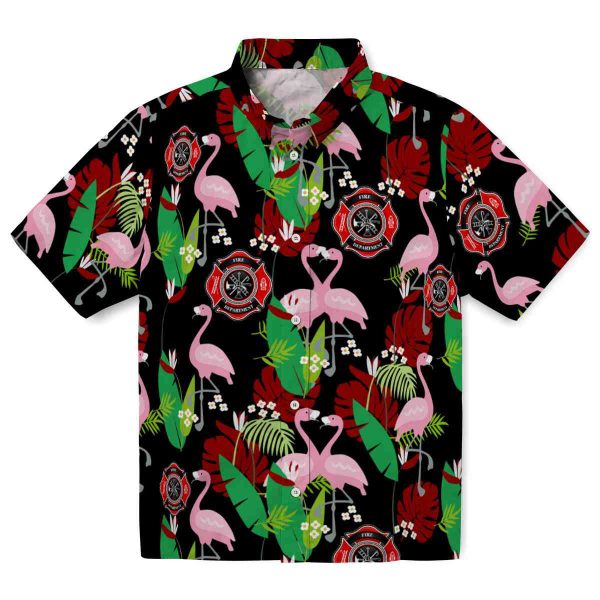 Firefighter Flamingo Foliage Hawaiian Shirt Best selling