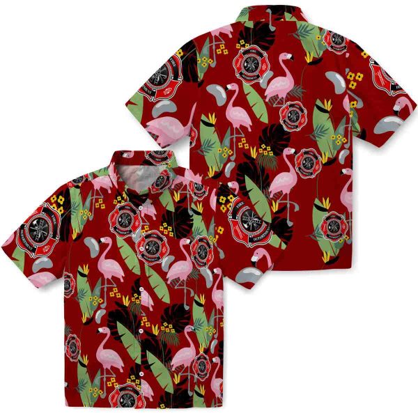 Firefighter Flamingo Leaves Hawaiian Shirt Latest Model