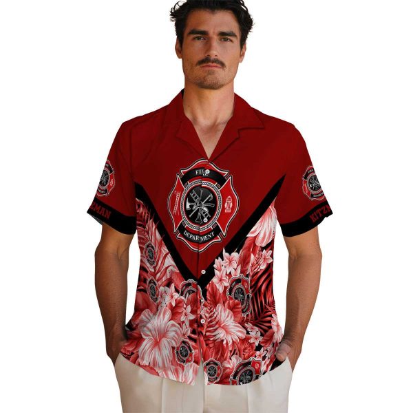 Firefighter Floral Chevron Hawaiian Shirt High quality