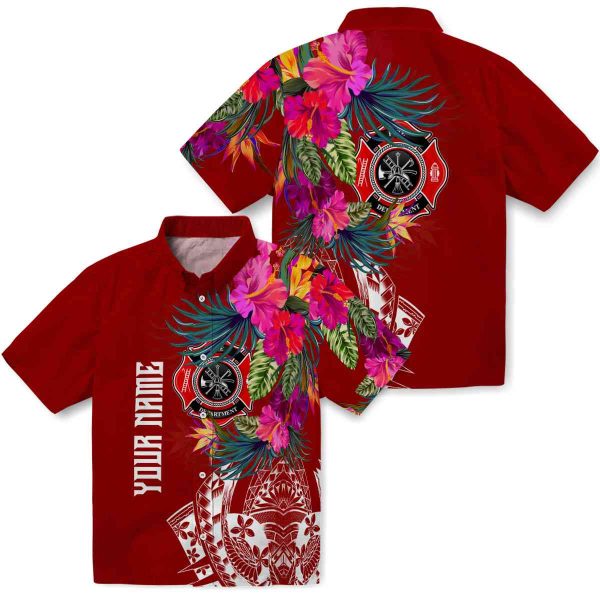 Firefighter Floral Polynesian Hawaiian Shirt Latest Model