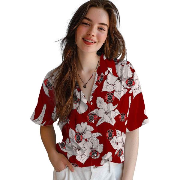 Firefighter Hibiscus Blooms Hawaiian Shirt Trendy