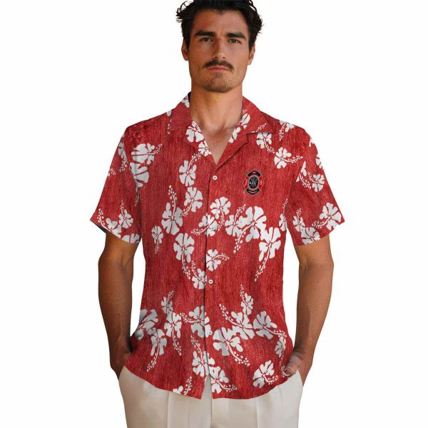 Firefighter Hibiscus Clusters Hawaiian Shirt High quality