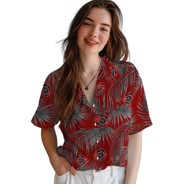 Firefighter Leafy Palms Hawaiian Shirt Trendy