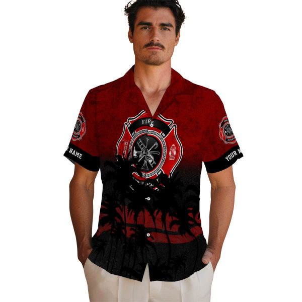 Firefighter Sunset Pattern Hawaiian Shirt High quality